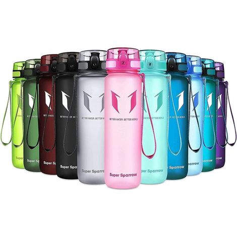 Trinkflasche Tritan BPA-frei 350ml 500ml 750ml 1000ml Sport Wasser Fitness Outdoor Rosa (1/5)
