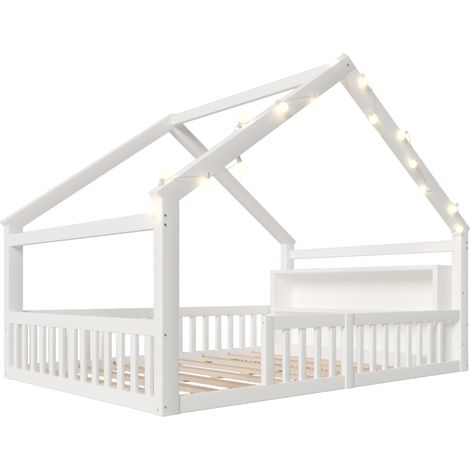 Letto a casetta bambino 140 x 190 cm con sponde, pino bianco, senza materasso (1/5)