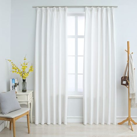 Lot de 2 Rideaux occultants，Décoration Chambre Fenêtre，Rideau Thermique Isolant avec crochets Blanc cassé 140x175 cm GDSVW57429 (1/5)