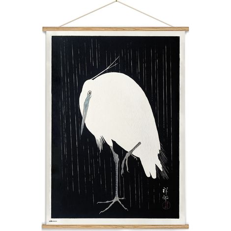 Holzbanner Reiher im Regen kokonote