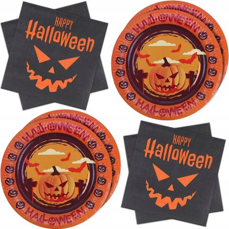 Set di 20 piatti e tovaglioli usa e getta per Halloween (1/4)
