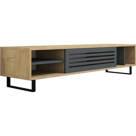 Safir Meuble TV 100 % MÉLAMINE Saphir, Anthracite (1/4)