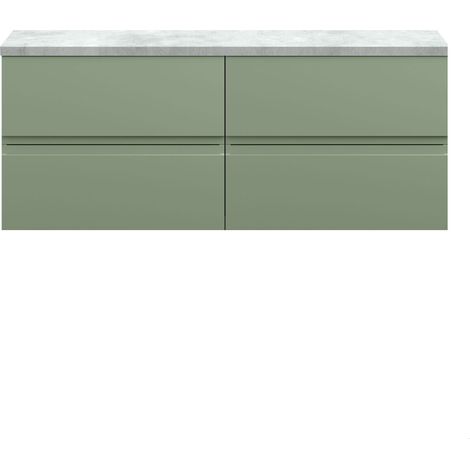 Mavesyn Contemporary 4 Drawer Wall Hung Vanity Unit with Laminate Worktop, Satin Green, 1200mm