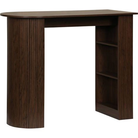 Table bar. table haute de cuisine table d'appoint décor bois avec rangements. 3 étagères. 120 x 55 x 100 cm (1/5)