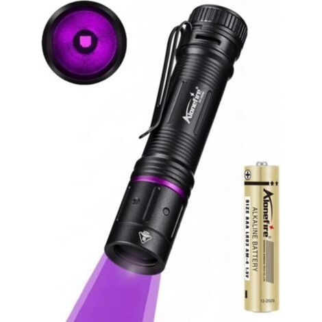 P67 3W Mini Lampe Torche UV LED Puissante 365nm Lumière Noire Très Petit pour Peinture, Minéral, Fluoresceine, Détecteur D'urine, Détection d'argent avec Batterie AA (1/5)
