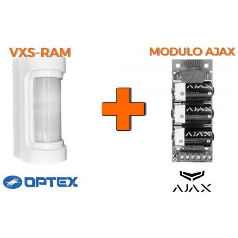 Optex sensore esterno wireless doppio PIR 12m 90° + Modulo Ajax 38184 - VXS-RAM (W)