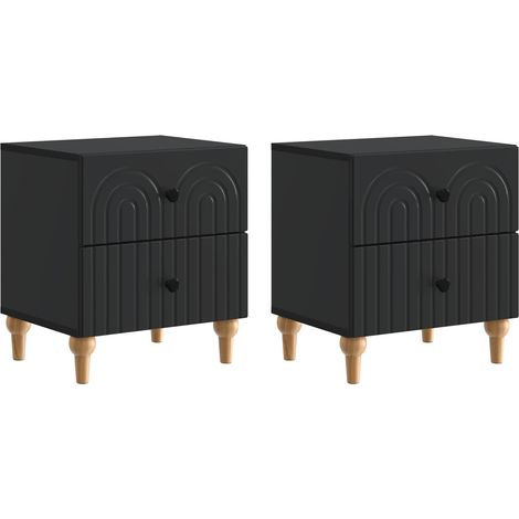 vidaXL Armadio da Notte con cassetto 2 pcs Nero 43 x 34,5 x 48 cm