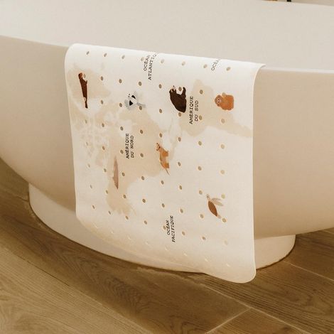 Tapis de Baignoire Bébé Antidérapant -Grande Taille 100cmx40 cm - Motif Carte du Monde- sans BPA, Lavable, Anti-moisissure, avec Ventouses -Tapis Sécurité pour Baignoire - x Babyatoutprix (1/5)