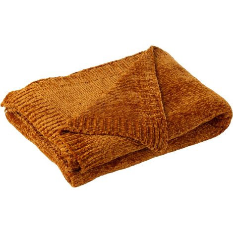 Plaid Uni Chenille "Bradly" 130x170cm Rouille