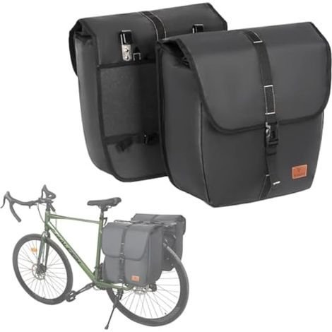 Lot de 2 Sacoches de Vélo pour Porte-Bagages, 20L étanches Sacoches Arrière de Vélo avec Poignée de Transport, à Rabat de Grande Capacité, pour Cyclisme sur Route & Montagne, Voyage (1/5)