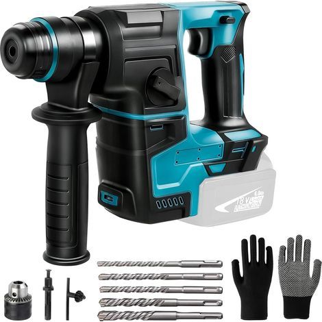 Makita 18V Akku-Schlagbohrmaschine, akkukompatibel, mit 8 Bohrern und Handschuhen, 2,2 Joule, 1400 U/min, 4200 Schläge/min, zum Bohren und Schlagbohren (Akku und Ladegerät nicht im Lieferumfang enthal (1/5)