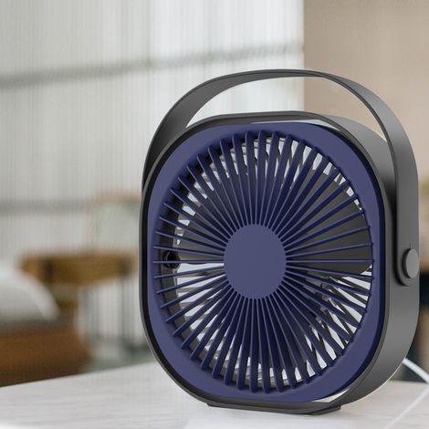 Petit ventilateur de bureau 6 pouces, silencieux, mini, portable, rechargeable par USB, bleu (1/5)