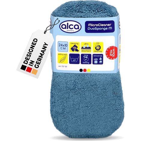 alca® Mikrofaserschwamm 8-förmig 24x11x5 cm blau/weiß perfekter Allrounder für Autopflege + Haushalt + Outdoor-Reinigung I Auto Pflege Lack Felgen Reinigung Autoschwamm Schwamm (1/5)