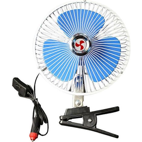 Ventilateur de voiture portable 8 pouces 12 V avec pince, rotation à 180°, faible niveau sonore, idéal pour l'été et les petits véhicules (voiture et camion). (1/5)