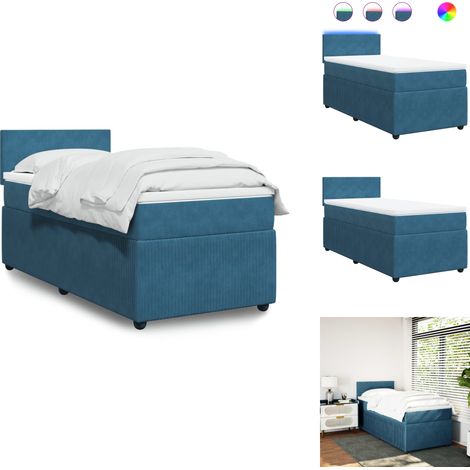 Sommier à lattes de lit avec matelas bleu 100x200 cm - Sommier À Lattes De Lit - Sommiers À Lattes De Lit - Lit - Meuble De Chambre À Coucher (1/5)