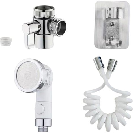 Kit de Douchette Lavabo Cuvette, Trois Jets Disponibles Pommeau de Douche de Robinet avec 3m de Tuyau Télescopique, Pratique pour le Salle de bain et la Cusine (Robinet pas Inclu) (1/5)
