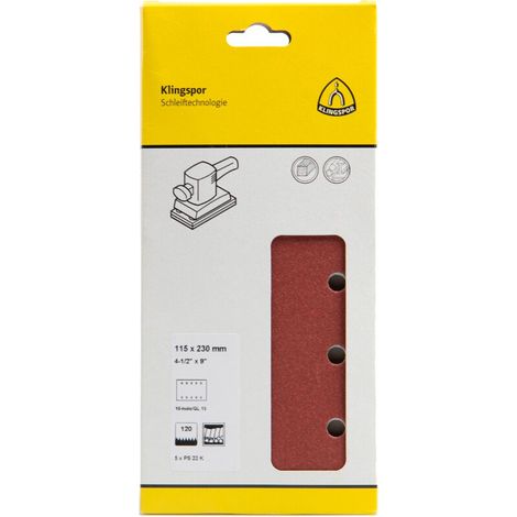 Klingspor PS 22 K Streifen kletthaftend, 115 x 230 mm Lochform GL15 - K 80