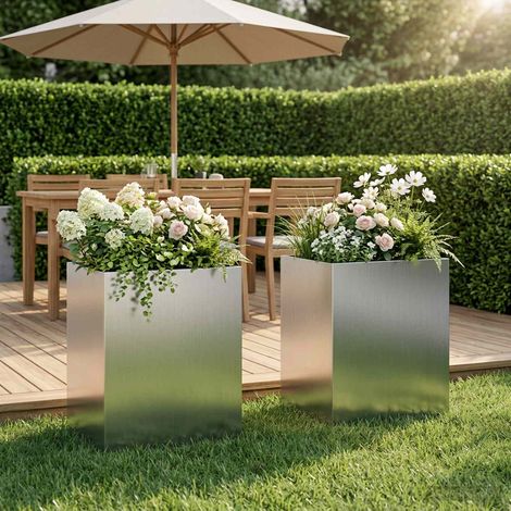 Cache-pot de jardin 2 pc Argenté 40 x 30 x 50 cm (1/5)