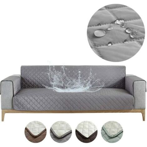 Housse de Canapé Imperméable Revêtement de Canapé Protege Canape avec Accoudoirs (Gris, 2 Places) (1/4)