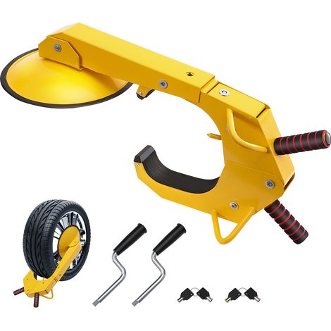 Mophorn Lucchetto Universale per Auto Set da 2 Pattini Antifurto 16-38 cm Blocca Ruota in Acciaio Q235 a Ventosa Grande 30 cm 4 Chiavi Dispositivo di Blocco Ruota per Veicoli Roulotte Camion Moto SUV