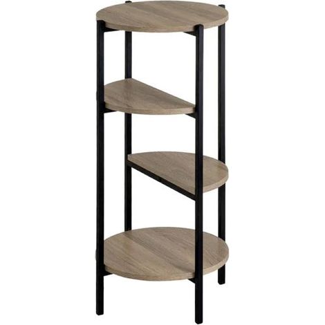 Table d'appoint - JUANIO - Etagère ronde 4 niveaux - Noir - Structure métallique - 40x40x80 cm