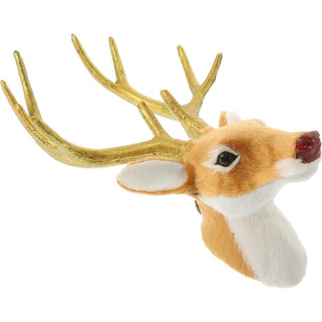 Petite Tête de Renne Sculpturale Statue de Tête de Renne Wapiti Décoration de Noël pour Maison (1/5)