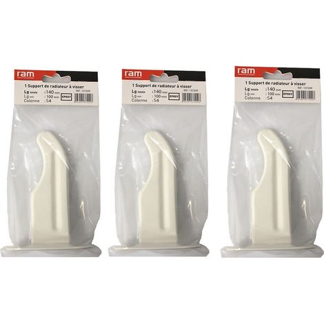 Lot de 3 supports à visser pour radiateur en fonte type traditionnel - longueur axe 100 mm - longueur totale 140 mm - Ram (1/4)