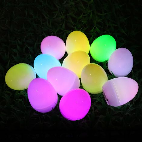 Lot de 12 œufs de Pâques lumineux à LED, fonctionnant sur piles, pour décorer votre maison, salon ou jardin. (1/5)