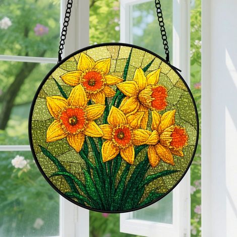9cm Suspension en vitrail, attrape-soleil unique minimaliste élégant, décoration fenêtre maison, cadeau Anniversaire pour homme, femme, papa (1/5)