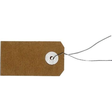 150 étiquettes kraft 5,5 x 3 cm avec fil métallique