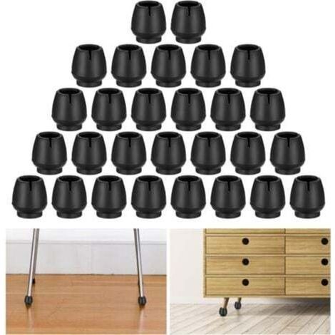 Lot de 28 Embouts de Pieds de Chaise en Caoutchouc antidérapants pour Pieds de Table, Anti-Bruit, Noirs (1/4)