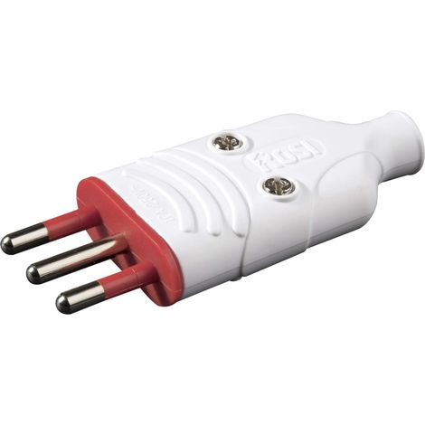 Spina in gomma antischiacciamento, 10A 2P+T, bianco, serie Ela Plug - Rosi RS78003 (1/4)