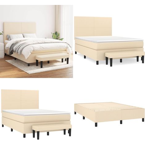Boxspringbett mit Matratze Creme 140x190 cm Stoff - Boxspringbett - Doppelbett - Cremefarbenes Bett - Betten Mit Matratze - Bettsofa - Home & Living (1/5)