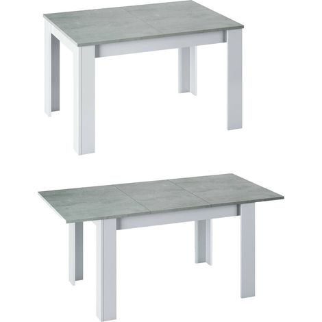 Tavolo allungabile, Consolle estensibile per sala da pranzo, Tavolo apribile da cucina con prolunga, cm 140/190x90h78, Cemento e Bianco (1/5)