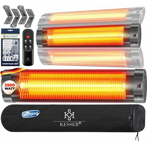 KESSER® Estufa infrarroja 2500 W con mando, 3 niveles, Instant-Heat, temporizador - Antracita (1/5)