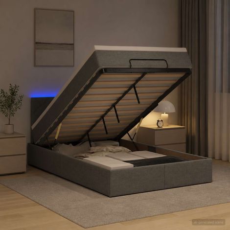 vidaXL Cama tipo otomana con colchón y LED Gris oscuro 120 x 190 cm (1/5)