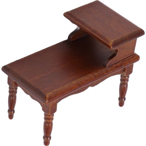 Meubles miniatures pour maison de poupée à l'échelle 1:12 : table d'appoint double plateau en châtaignier, table à thé pour maison de poupée. (1/5)