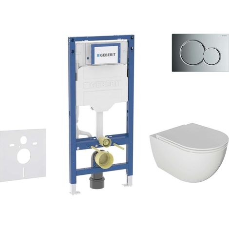 Geberit Duofix - Set Vorwandelement, Oudee-WC mit Softclose-Sitz und Sigma01-Betätigungsplatte, Chrom glänzend SANI11CA1120B