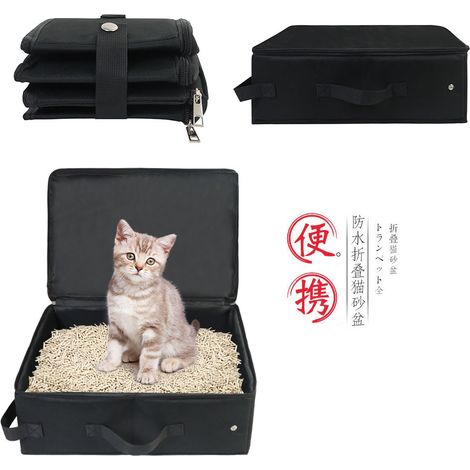 Collapsible Waterproof Cat Litter Box, Portable Cat Litter Box, Travel Cat Litter Box, Foldable Cat Toilet House, for Travel, Outdoor, Park, Home (Covered) (1/4)