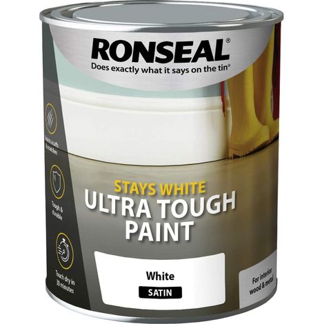 Ronseal Stays White Ultra Tough Paint Satin White 750ml RSLSWUTSP750