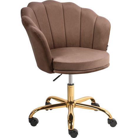Office Swivel Chair Brown Velvet with Stairbase Adjustable Height MONTICELLO