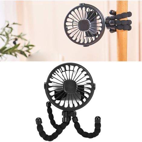 Dieser tragbare, per USB aufladbare Ventilator ist leise, kompakt, tragbar und vielseitig. (Schwarz) (1/3)