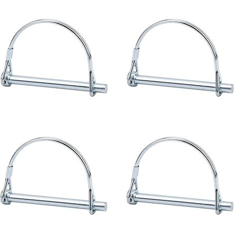 4pcs Axe de verrouillage de broche de coupleur de sécurité, 1/4 pouce de verrouillage de prise de force avec fil de retenue rond pour jardin de pelouse de remorques de ferme (1/5)