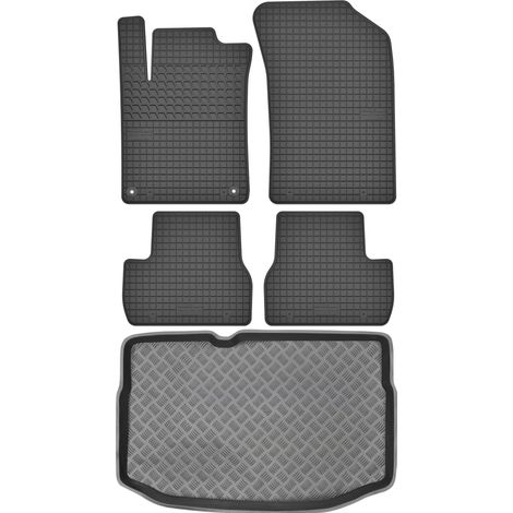 Ensemble de tapis de sol en caoutchouc + tapis de coffre pour Citroën C3 II Hatchback (2009-2016).