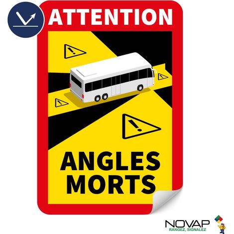 Panneau Angles morts pour bus - Rétroréfléchissant Classe 1 - Adhésif 250x170mm - 4631028 (1/3)