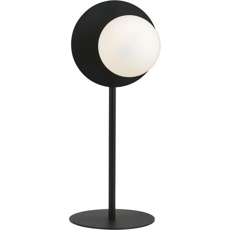Lampada da Tavolo Oslo, Acciaio verniciato a polvere, Vetro, Nero, Bianco, 20x50x20 cm