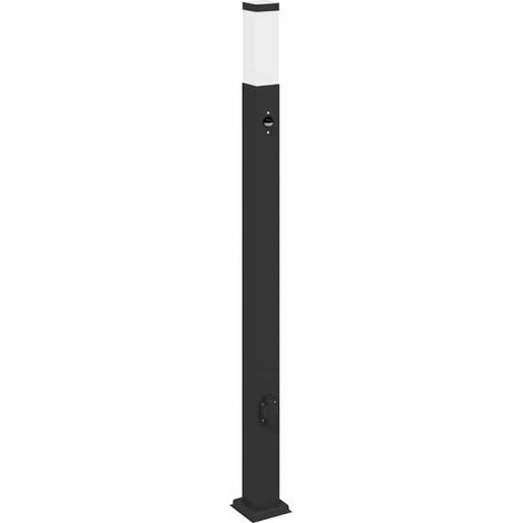 Borne lumineuse avec capteur et prise 110 cm Noir IP44 vidaXL