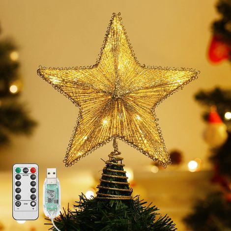 Etoile Sapin de Noel, Etoile d'arbre de Noel avec Base en Spirale, Lampe Décorative LED pour Noël, Decoration Noel Intérieur (1/5)