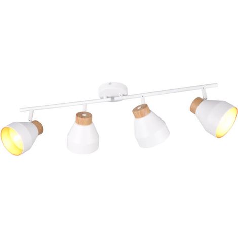 Plafonnier spot scandinave 4xE14 10W blanc bois orientable VALENTIN (1/3)