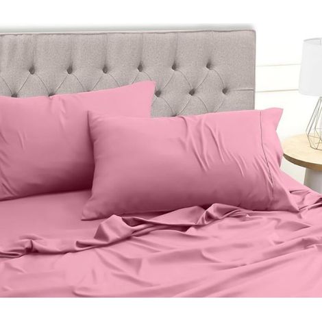 Bedding Lit 180x200 Draps Lit 2 Personnes EnsembDraps 4 Rose 180x200 cm 2 Taies d'oreiller 50x75 cm (1/5)